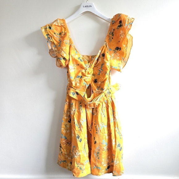 New The Renata Cutout Floral-Print Linen-Blend Mini Dress NWT XS - Picture 7 of 10